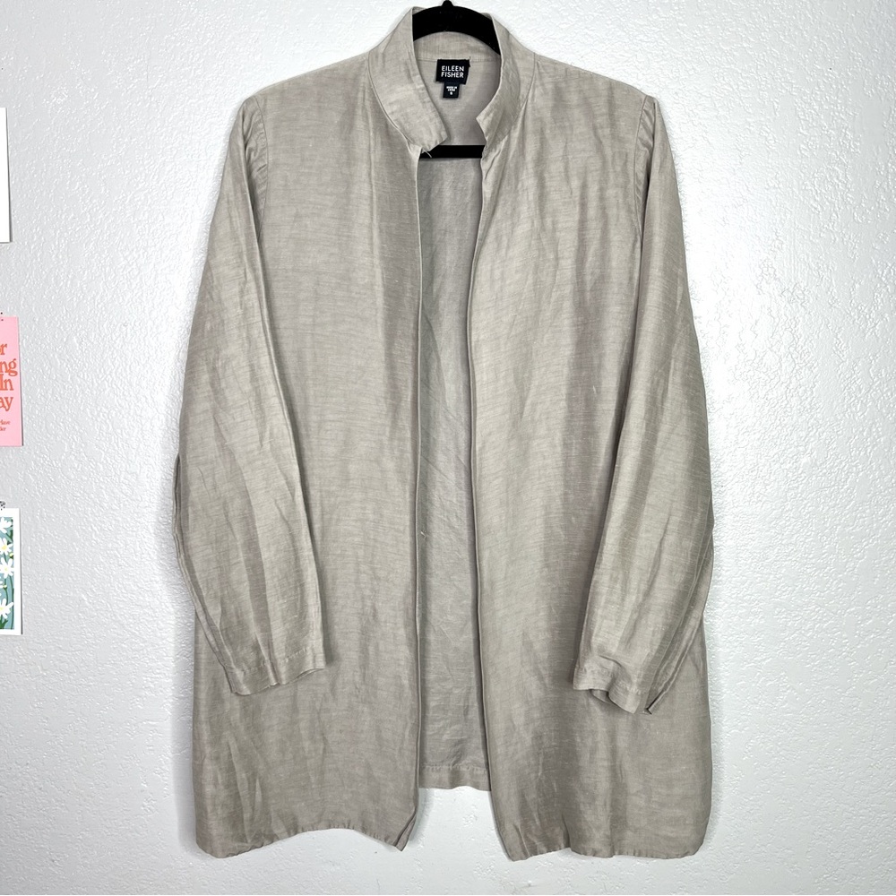 Eileen fisher linen silk open tunic blouse sz small